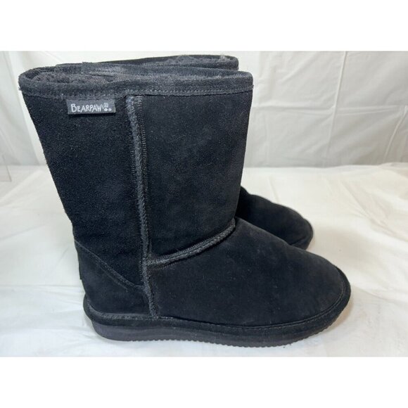 BEARPAW BLACK SUEDE SHEEPSKIN/WOOL LINED BOOTS - Picture 12 of 12